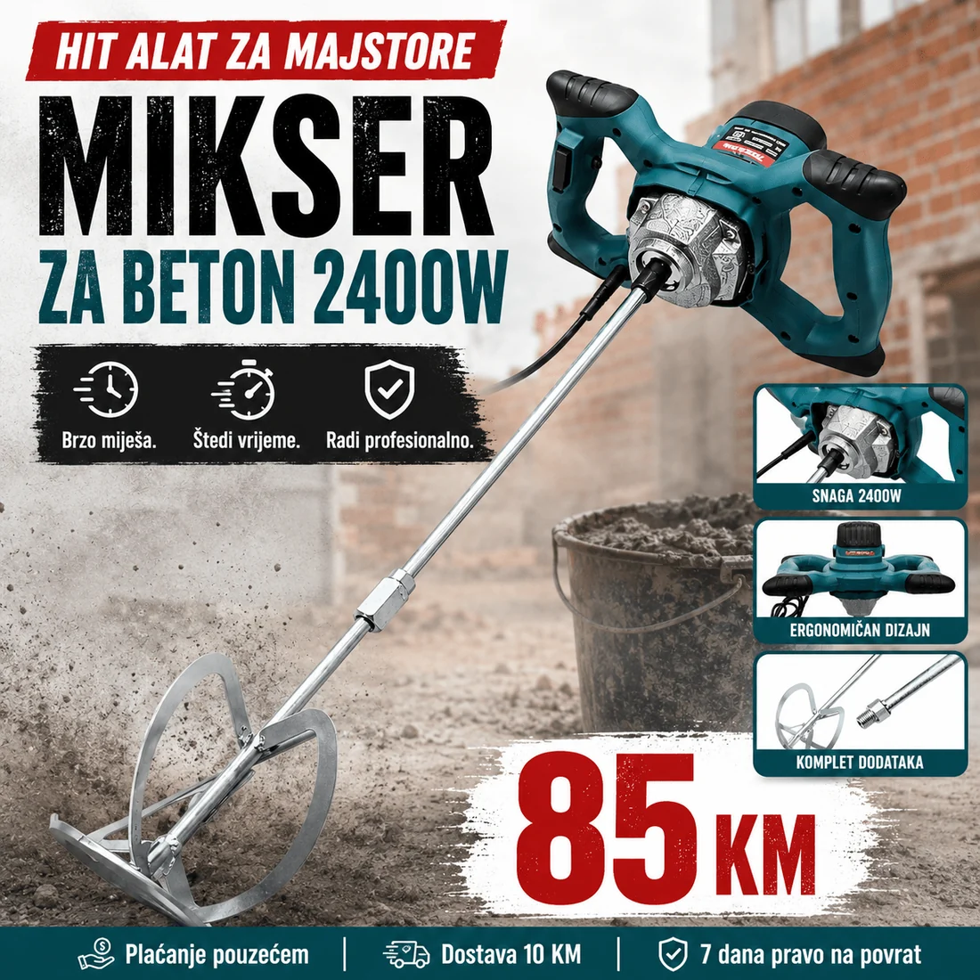 Mikser za Beton 2400W